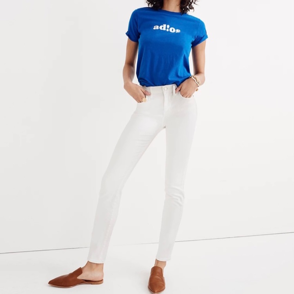 Madewell 9” High Rise Skinny Jeans Pure White Size 28